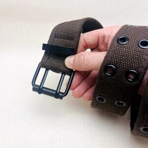 2000s round studded fur tactical brown grunge belt